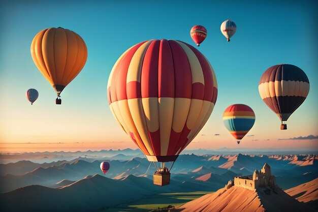 Hot air balloon flying gliding play project extreme sports sky travel project wallpaper background