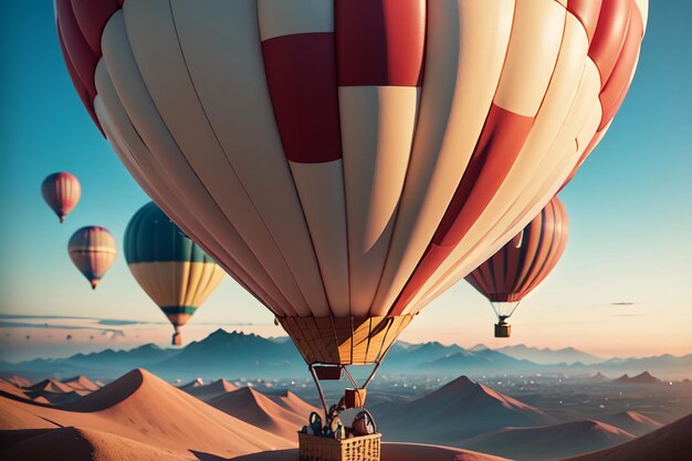 Hot air balloon flying gliding play project extreme sports sky travel project wallpaper background