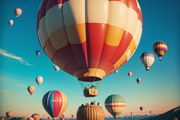 Hot air balloon flying gliding play project extreme sports sky travel project wallpaper background