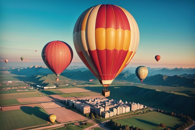 Hot air balloon flying gliding play project extreme sports sky travel project wallpaper background