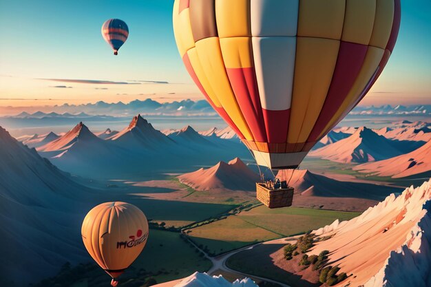 Hot air balloon flying gliding play project extreme sports sky travel project wallpaper background