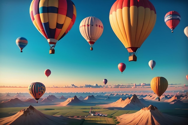 Hot air balloon flying gliding play project extreme sports sky travel project wallpaper background