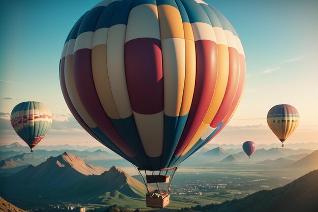 Hot air balloon flying gliding play project extreme sports sky travel project wallpaper background