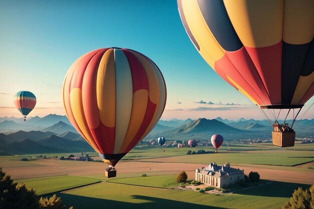 Hot air balloon flying gliding play project extreme sports sky travel project wallpaper background