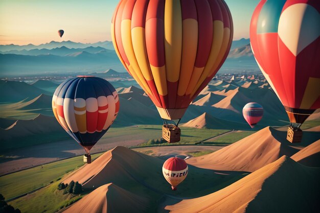 Hot air balloon flying gliding play project extreme sports sky travel project wallpaper background