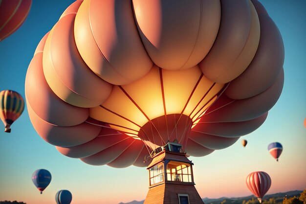 Hot air balloon flying gliding play project extreme sports sky travel project wallpaper background