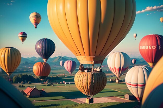 Hot air balloon flying sky extreme sports new tourism play project wallpaper background