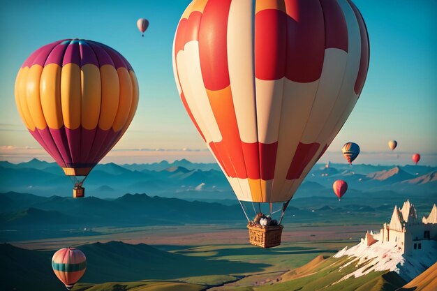 Hot air balloon flying sky extreme sports new tourism play project wallpaper background