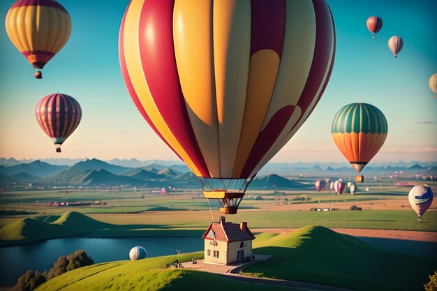 Hot Air Balloon Flying Sky Extreme Sports New Tourism Play Project Wallpaper Background