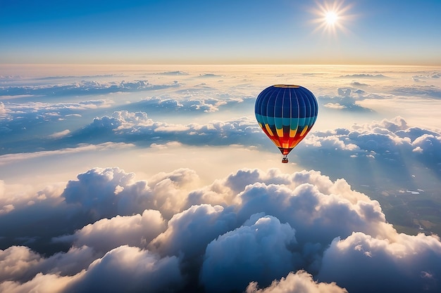 Foto una mongolfiera che vola tra le nuvole
