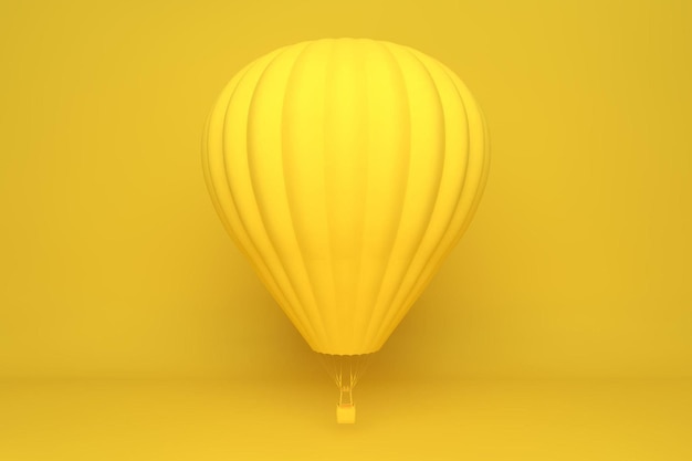 Hot air balloon isolated on the yellow background