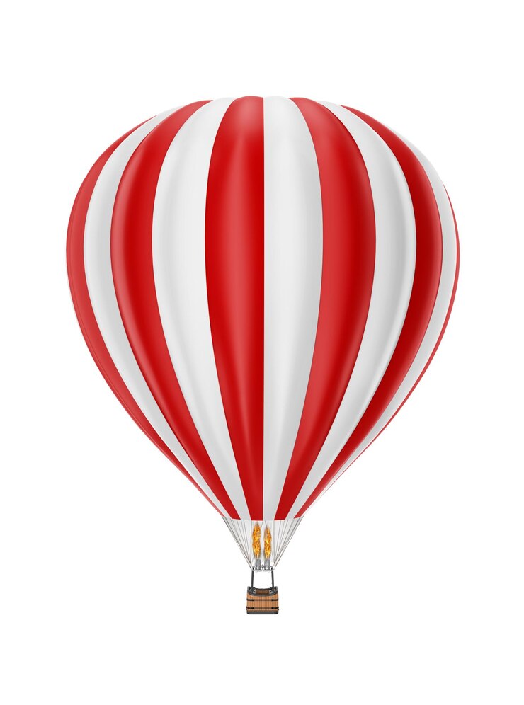 Photo hot air balloon red stripe on white background 3d rendering