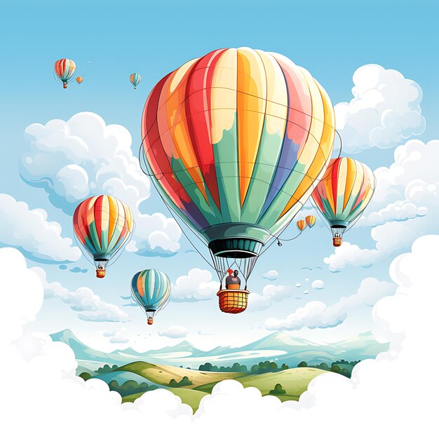 Hot air balloon in the sky clipart