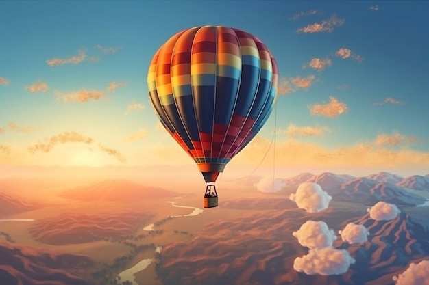 Hot air balloon in the sky created with generative AI