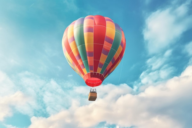 A hot air balloon in the sky with the word hot air on it.
