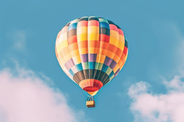 A hot air balloon in the sky with the word hot air on it.