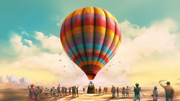 A hot air balloon in the sky