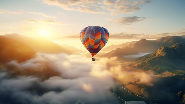 Hot Air Balloon Soaring Through the Sky