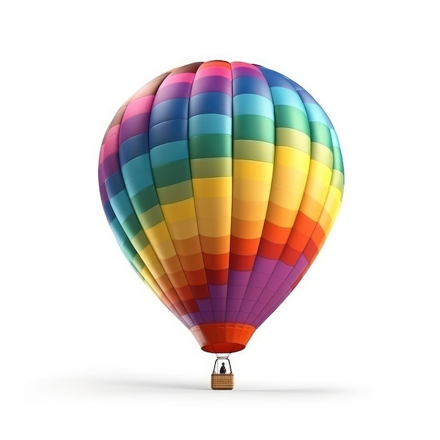 Hot air balloon in travel and adventure concept colorful and isolated on white A floating symbol of freedom and exploration Generative AI