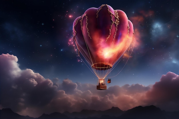 hot air balloon in the universe illustration created using generative AI tools