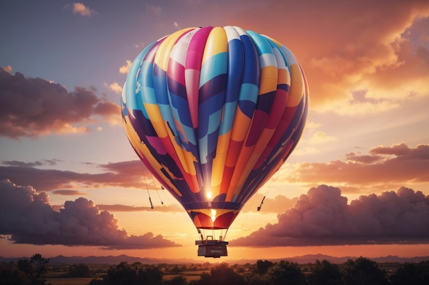 Foto hot air balloon view landschap met mooi panorama ai gegenereerd