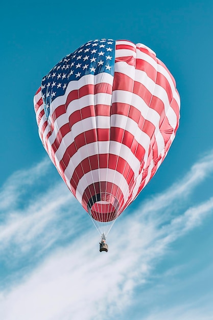 Hot air balloon with the colors of the flag of the united states of america