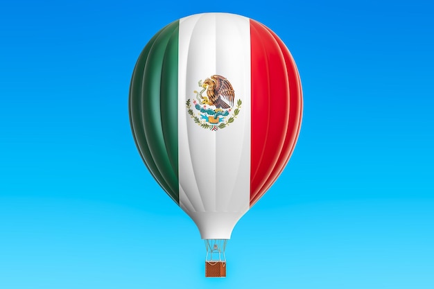 Горячий воздушный шар с мексиканским флагом 3D-рендеринг