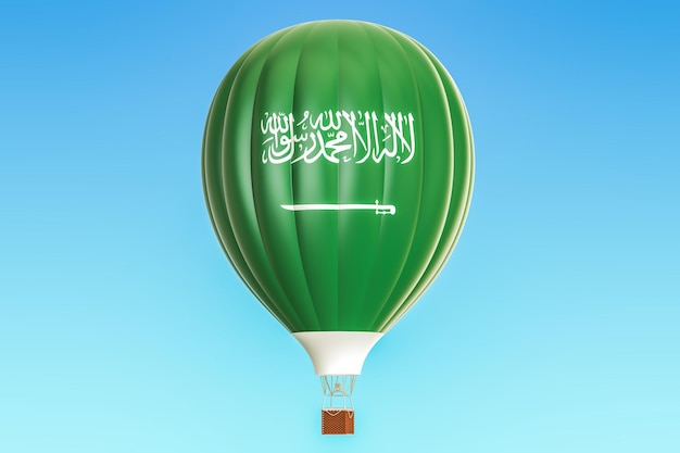 Hot air balloon with saudi arabia flag 3d rendering