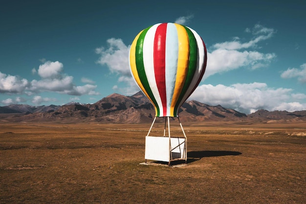 A hot air balloon with the word hot air on it