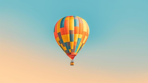 A hot air balloon with a yellow and blue pattern.