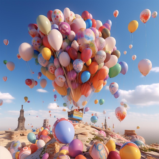 Hot air balloons 3D style art image