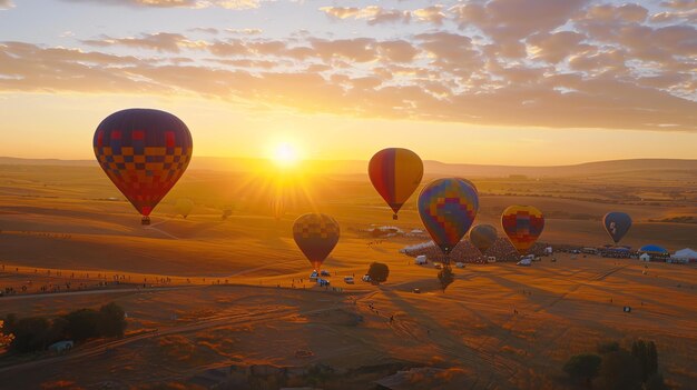 Фото Горячие воздушные шары - популярная туристическая достопримечательность. они предлагают уникальную перспективу мира внизу.