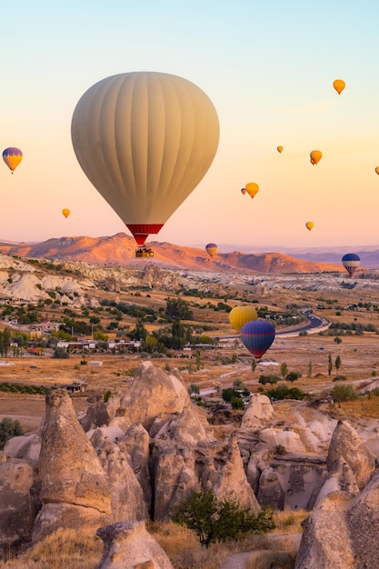 Hot air balloons over Cappadocia Turkey