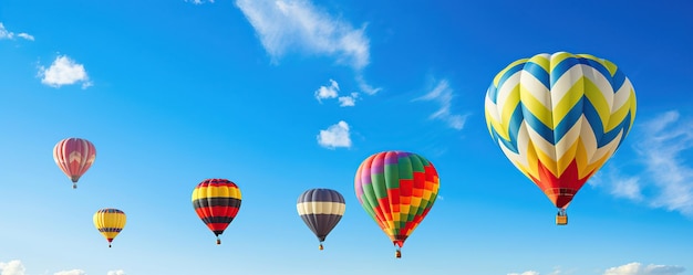 Фото Горячие воздушные шары, летящие по голубому небу