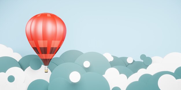 Hot Air Balloons in the Sky 3D Illustration