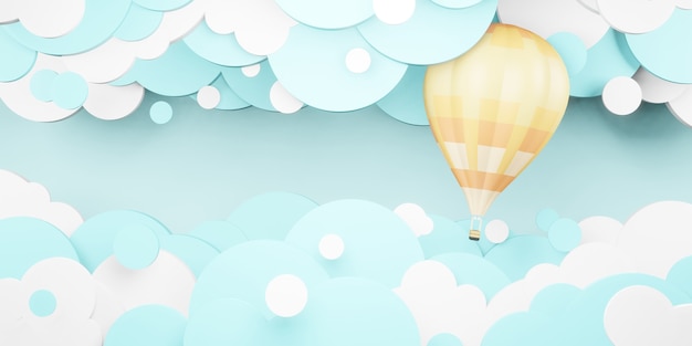 Hot Air Balloons in the Sky 3D Illustration