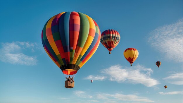 Hot air balloons soaring in twilight sky