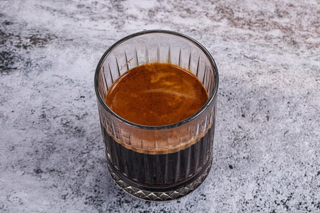 hot americano coffee in the glass