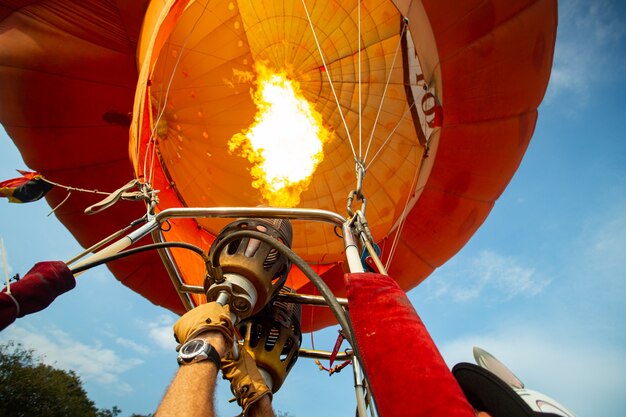 Hot balloon prepare to fly to the sky