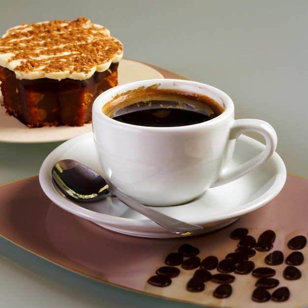 hot black coffee mug on wooden table cozy warm mood black and brown tones