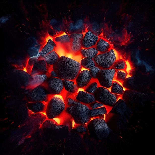 Hot burning coals AI render