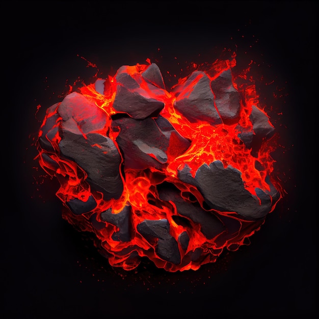 Hot burning coals AI render