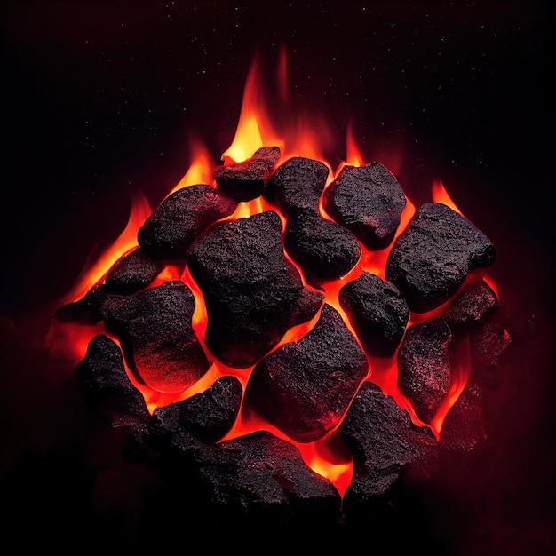 Foto hot burning coals ai render