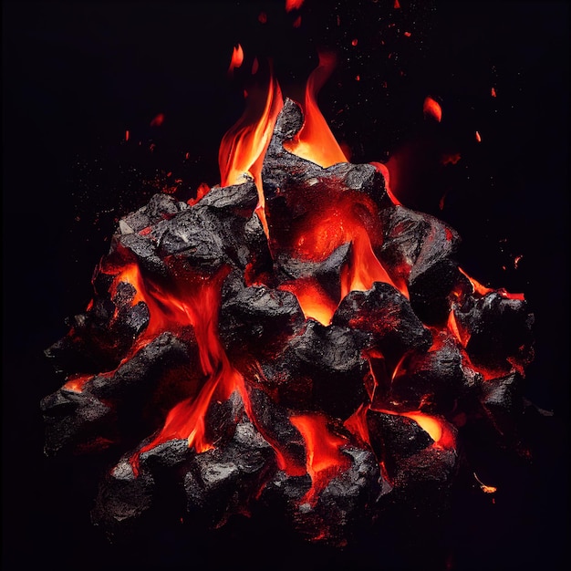 Hot burning coals AI render