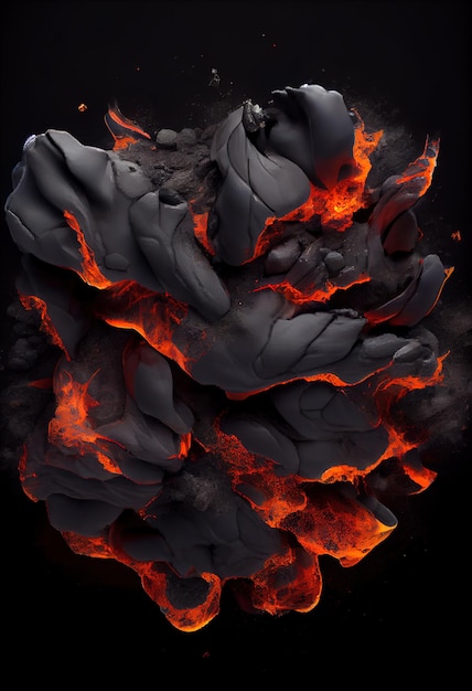 Hot burning coals AI render