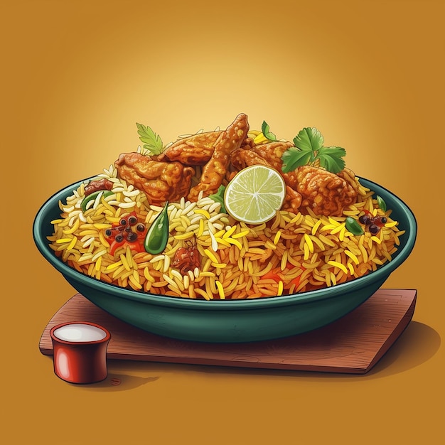 Hot Chicken Biryani illustratie afbeeldingen