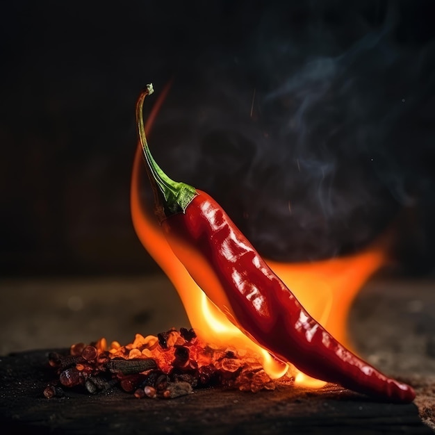 Hot chili pepper in the fire generative ai