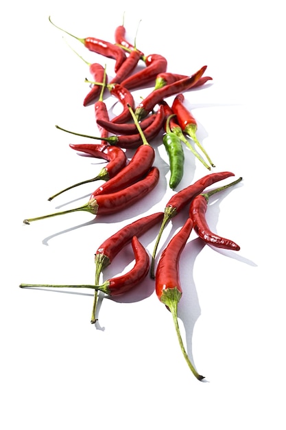 Hot chili peppers on colorful backgrounds