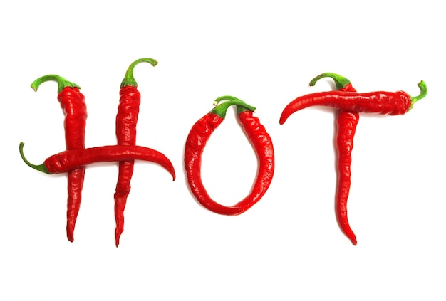 Hot chili peppers on white background