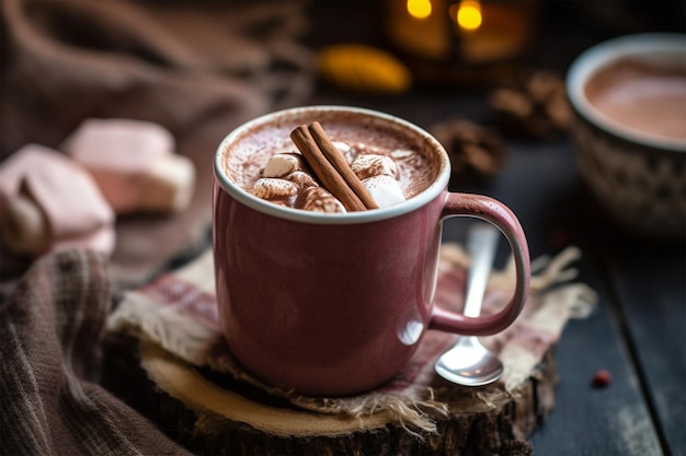 Photo hot chocolate in a ceramic mug